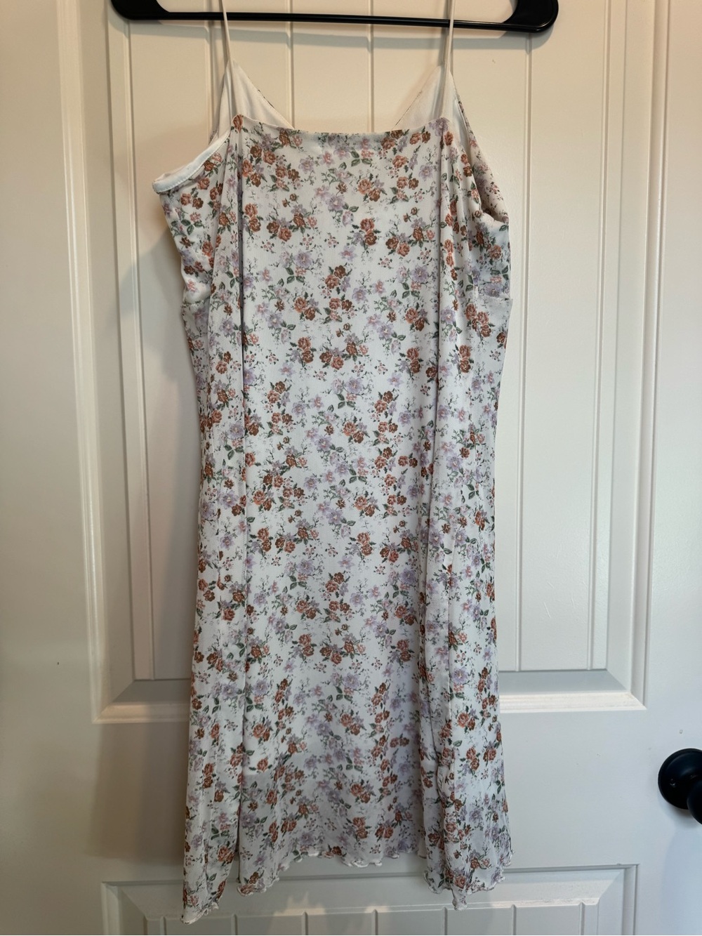 90s style Summer Dress - White with Brown & Pink Floral - Picture 4 of 6